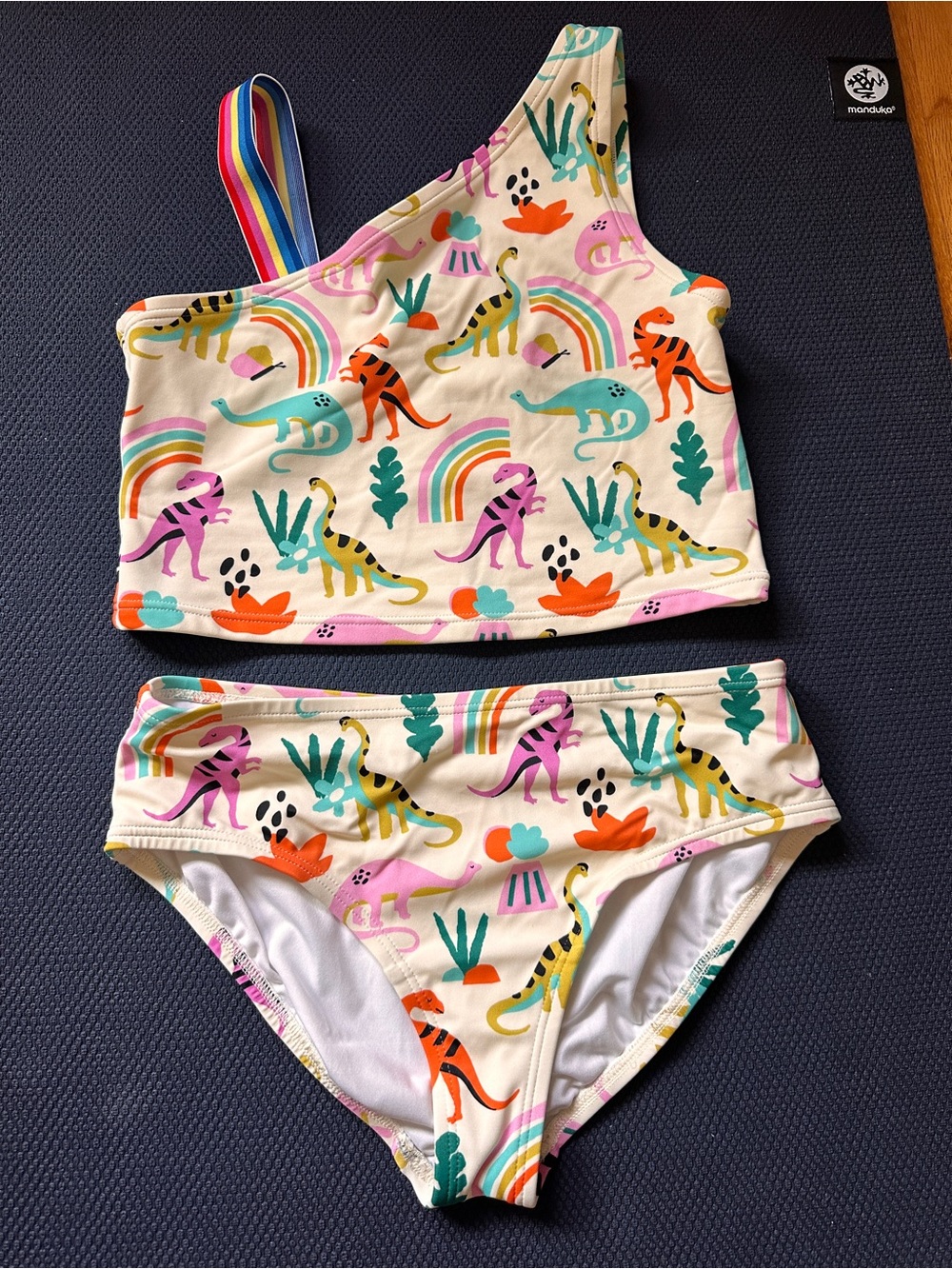 Girls Rainbow Dinosaur Two-Piece Swimsuit - Multi